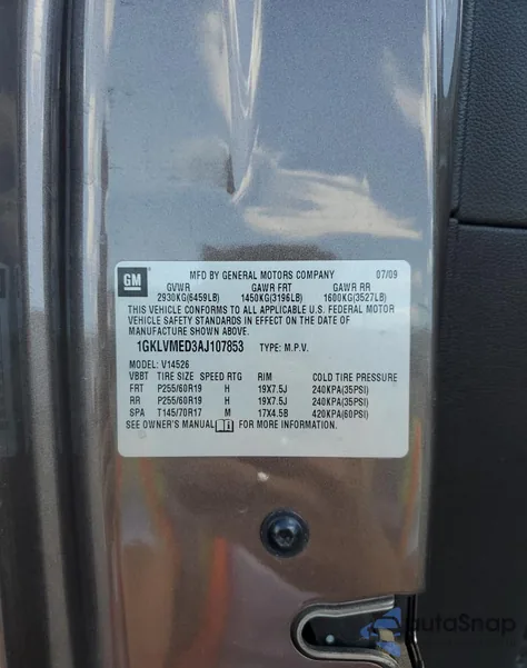 2010 GMC Acadia Slt-1 from USA, damaged, VIN 1GKLVMED3AJ107853